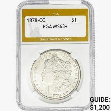 1878-CC Morgan Silver Dollar PGA MS63+