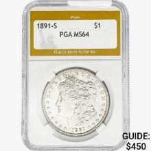 1891-S Morgan Silver Dollar PGA MS64