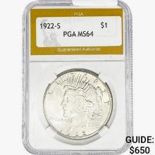 1922-S Silver Peace Dollar PGA MS64