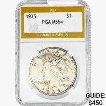 1935 Silver Peace Dollar PGA MS64