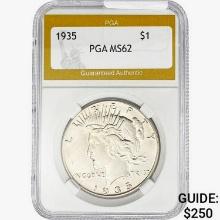 1935 Silver Peace Dollar PGA MS62