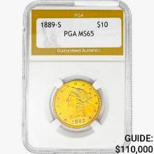 1889-S $10 Gold Eagle PGA MS65