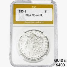 1880-S Morgan Silver Dollar PGA MS64 PL