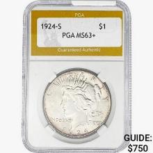 1924-S Silver Peace Dollar PGA MS63+