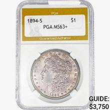 1894-S Morgan Silver Dollar PGA MS63+