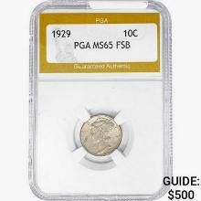 1929 Mercury Silver Dime PGA MS65 FSB