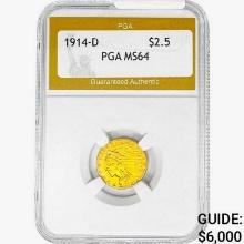 1914-D $2.50 Gold Quarter Eagle PGA MS64