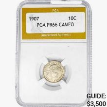 1907 Barber Dime PGA PR66 CAMEO