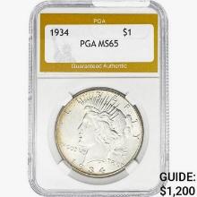 1934 Silver Peace Dollar PGA MS65