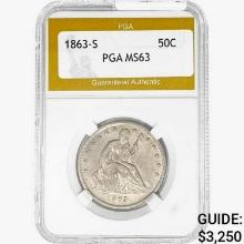 1863-S Seated Liberty Half Dollar PGA MS63