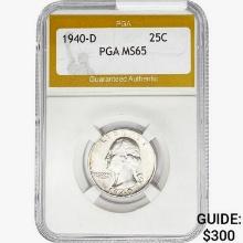 1940-D Washington Silver Quarter PGA MS65