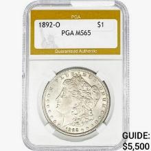 1892-O Morgan Silver Dollar PGA MS65