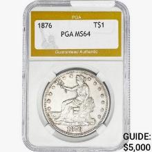 1876 Silver Trade Dollar PGA MS64