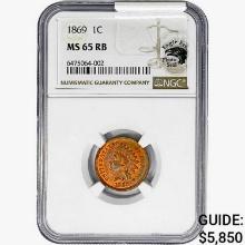 1869 Indian Head Cent NGC MS65 RB