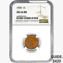 1908 Indian Head Cent NGC MS64 RB