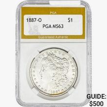 1887-O Morgan Silver Dollar PGA MS63