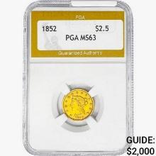 1852 $2.50 Gold Quarter Eagle PGA MS63