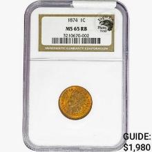 1874 Indian Head Cent NGC MS65 RB