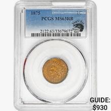 1875 Indian Head Cent PCGS MS63 RB