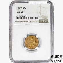 1860 Indian Head Cent NGC MS64