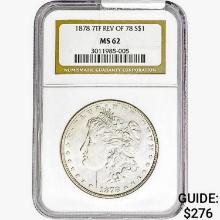 1878 REV 78 Morgan Silver Dollar NGC MS62