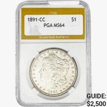 1891-CC Morgan Silver Dollar PGA MS64