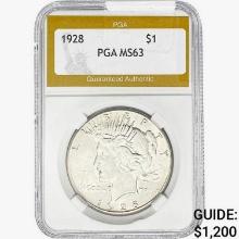 1928 Silver Peace Dollar PGA MS63