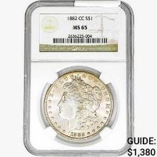 1882-CC Morgan Silver Dollar NGC MS65