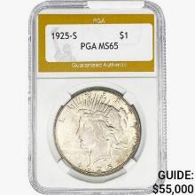 1925-S Silver Peace Dollar PGA MS65