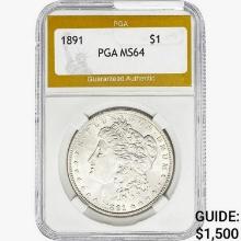 1891 Morgan Silver Dollar PGA MS64