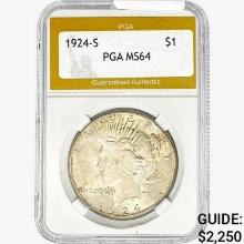 1924-S Silver Peace Dollar PGA MS64