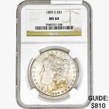 1890-S Morgan Silver Dollar NGC MS64