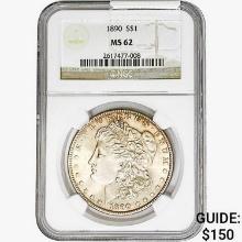 1890 Morgan Silver Dollar NGC MS62