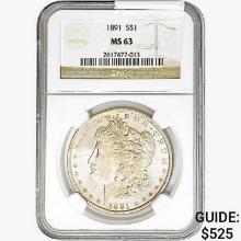 1891 Morgan Silver Dollar NGC MS63