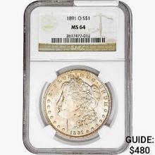 1891-O Morgan Silver Dollar NGC MS64