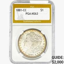 1881-CC Morgan Silver Dollar PGA MS63