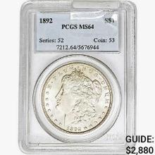 1892 Morgan Silver Dollar PCGS MS64