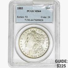 1885 Morgan Silver Dollar PCGS MS64