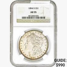 1894-O Morgan Silver Dollar NGC AU55