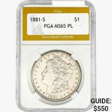 1881-S Morgan Silver Dollar PGA MS65 PL