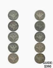 1898-1912 Barber Half Dollars [10 Coins]