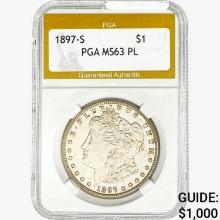 1897-S Morgan Silver Dollar PGA MS63 PL