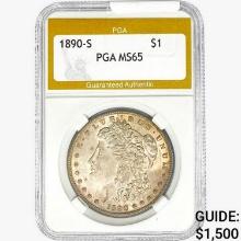 1890-S Morgan Silver Dollar PGA MS65