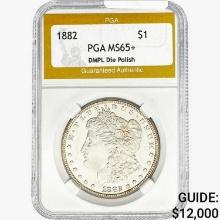 1882 Morgan Silver Dollar PGA MS65+ DMPL Die Polish