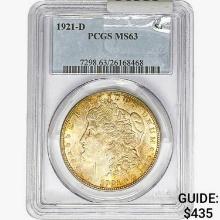 1921-D Morgan Silver Dollar PCGS MS63