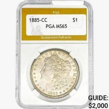 1885-CC Morgan Silver Dollar PGA MS65