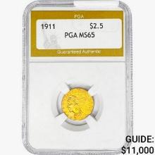 1911 $2.50 Gold Quarter Eagle PGA MS65