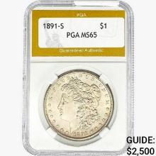 1891-S Morgan Silver Dollar PGA MS65