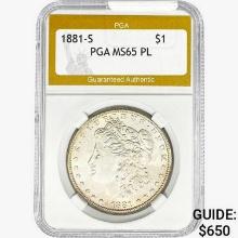 1881-S Morgan Silver Dollar PGA MS65 PL