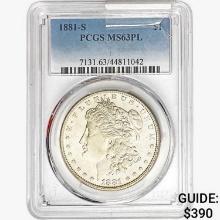 1881-S Morgan Silver Dollar PCGS MS63 PL